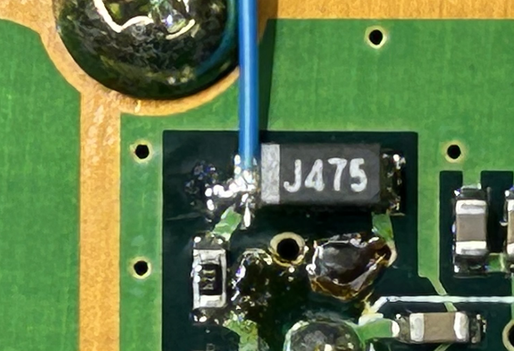 TXA wire soldered in place