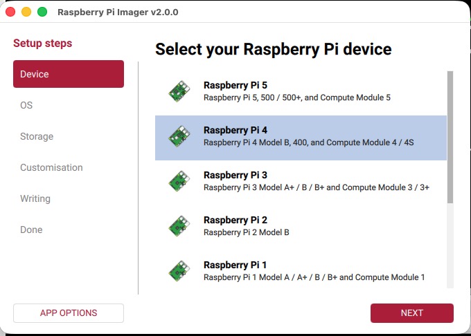 Raspberry PI Imager--specify your Device