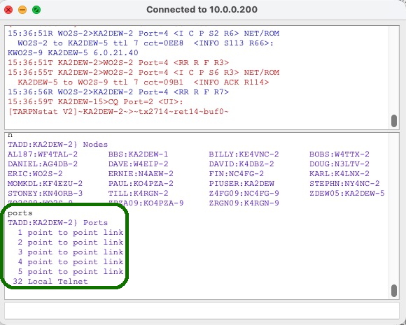 QTtermTCP showing Ports command