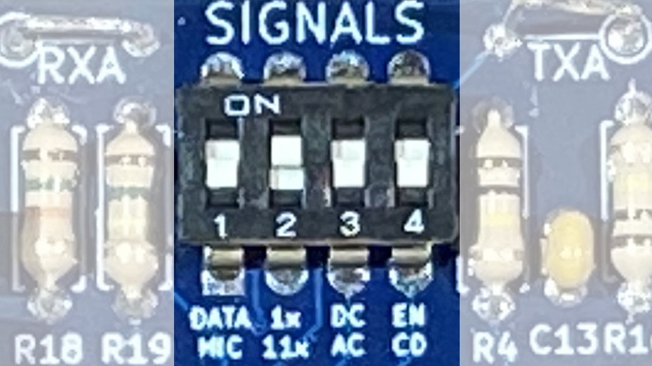 a4 board, closeup of signals switch